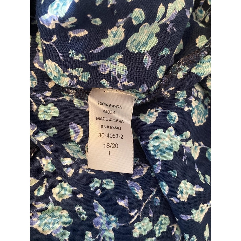 Woman Within Blouse Womens 18/20 Blue Floral Boho Tunic Button Flowy Peasant - Picture 9 of 10